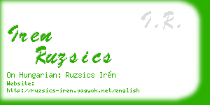 iren ruzsics business card